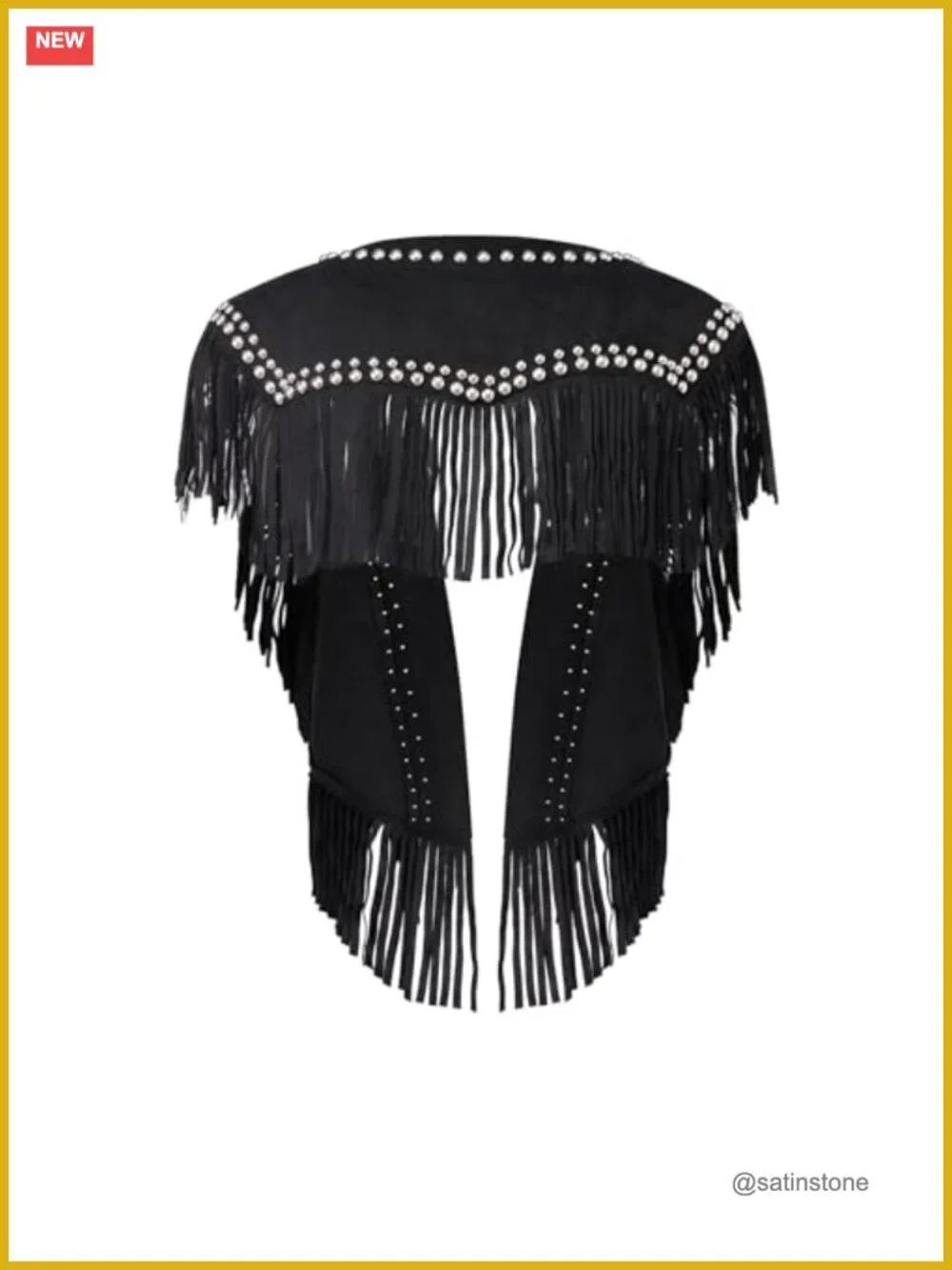 Faux Suede Western Poncho with Fringe Tassels Open Front Cape